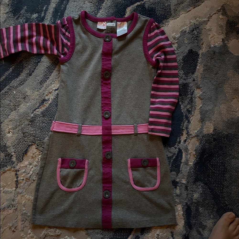 Nannette Gray and Pink Striped Casual Dress